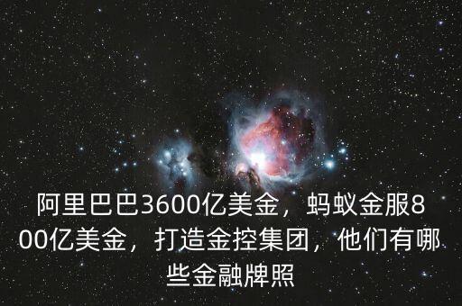 阿里巴巴3600億美金，螞蟻金服800億美金，打造金控集團(tuán)，他們有哪些金融牌照