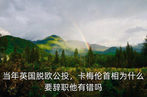 當年英國脫歐公投，卡梅倫首相為什么要辭職他有錯嗎