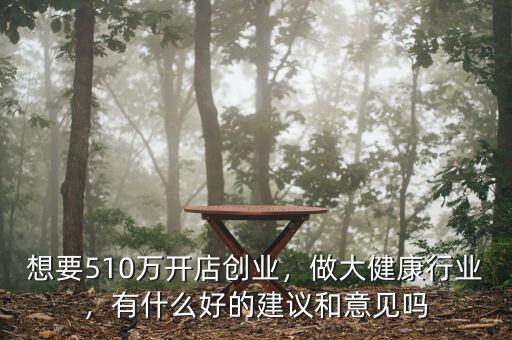 想要510萬開店創(chuàng)業(yè)，做大健康行業(yè)，有什么好的建議和意見嗎