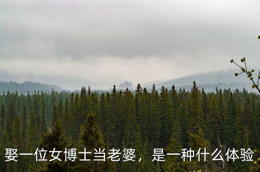 娶一位女博士當(dāng)老婆，是一種什么體驗