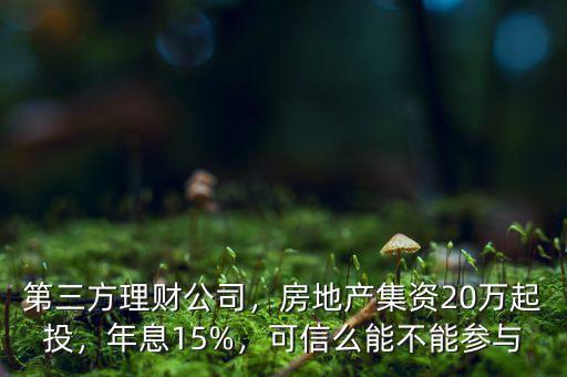 第三方理財(cái)公司，房地產(chǎn)集資20萬起投，年息15%，可信么能不能參與