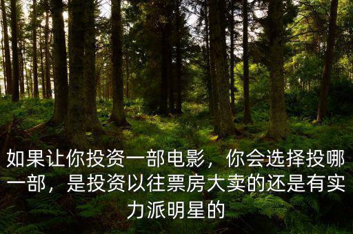 如果讓你投資一部電影，你會(huì)選擇投哪一部，是投資以往票房大賣的還是有實(shí)力派明星的