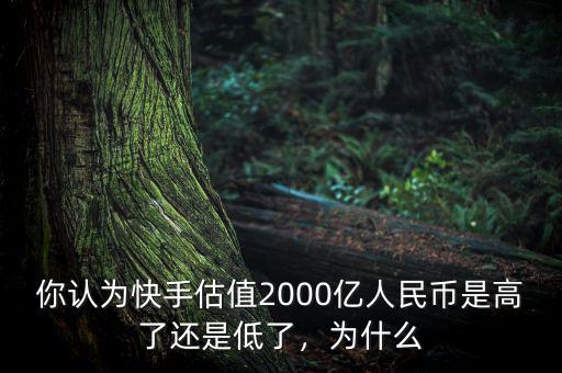 你認(rèn)為快手估值2000億人民幣是高了還是低了，為什么
