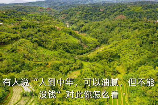 有人說“人到中年，可以油膩，但不能沒錢”對(duì)此你怎么看