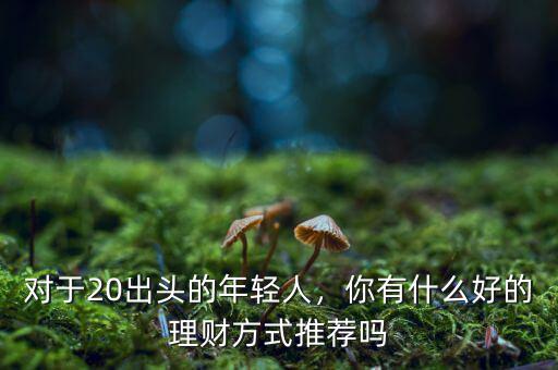 對于20出頭的年輕人，你有什么好的理財(cái)方式推薦嗎