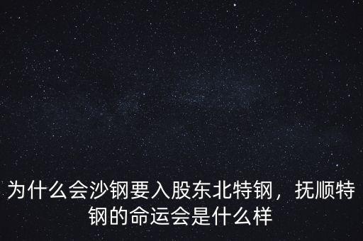 為什么會沙鋼要入股東北特鋼，撫順特鋼的命運會是什么樣