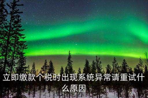 銀聯(lián)在線繳稅異常是什么原因，立即繳款個稅時出現(xiàn)系統(tǒng)異常請重試什么原因