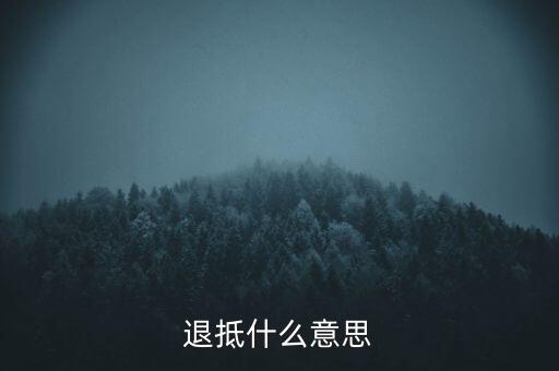 什么叫做退抵稅，退抵什么意思