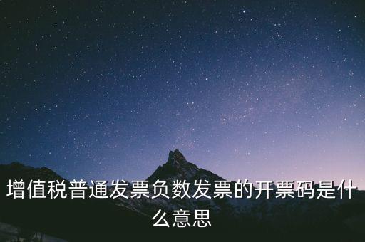 增值稅普通發(fā)票負(fù)數(shù)發(fā)票的開(kāi)票碼是什么意思