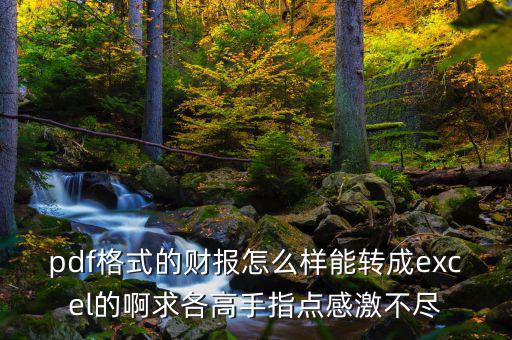 什么是財報自動轉換工具，pdf格式的財報怎么樣能轉成excel的啊求各高手指點感激不盡