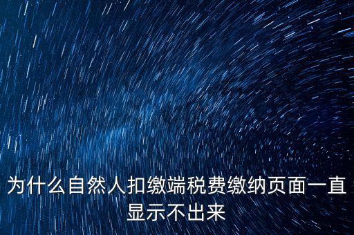 為什么自然人扣繳端稅費(fèi)繳納頁(yè)面一直顯示不出來(lái)