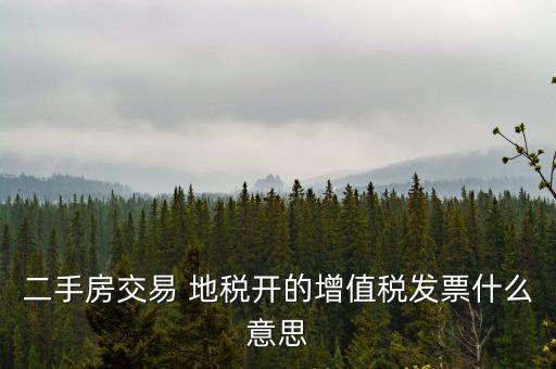 二手房交易 地稅開的增值稅發(fā)票什么意思