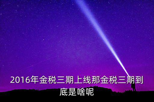 金稅三期什么時候改革，2016年金稅三期上線那金稅三期到底是啥呢