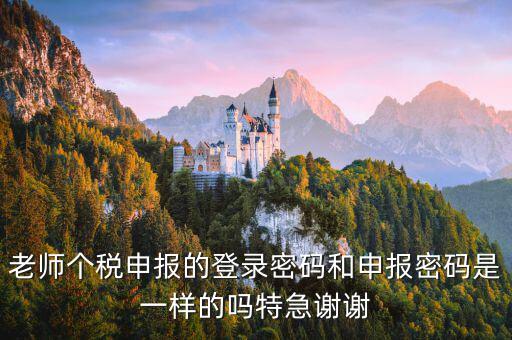 安徽個稅申報密碼是什么，老師個稅申報的登錄密碼和申報密碼是一樣的嗎特急謝謝