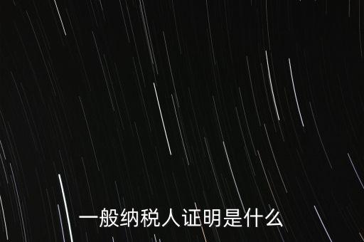 一般納稅人證明是什么