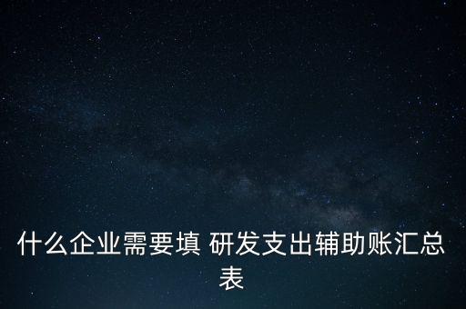什么企業(yè)需要填 研發(fā)支出輔助賬匯總表