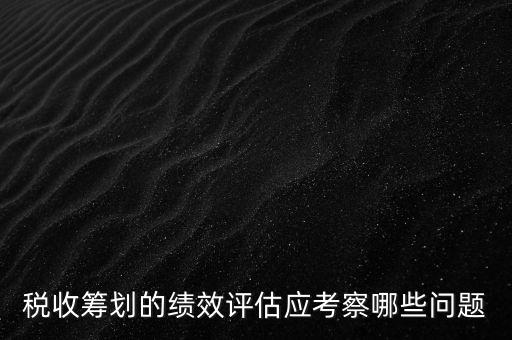 稅收籌劃的績效評估應考察哪些問題