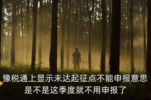 豫稅通上顯示未達(dá)起征點(diǎn)不能申報意思是不是這季度就不用申報了