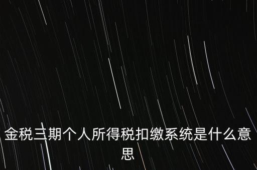 金稅三期個(gè)人所得稅扣繳系統(tǒng)是什么意思