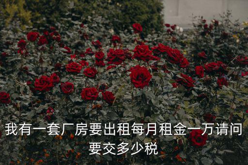 個(gè)人租廠房要交什么稅，我有一套廠房要出租每月租金一萬(wàn)請(qǐng)問(wèn)要交多少稅