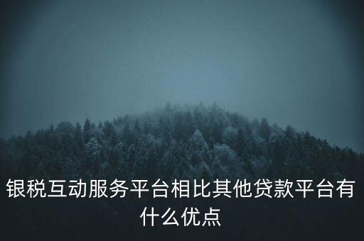 銀稅互動服務平臺相比其他貸款平臺有什么優(yōu)點