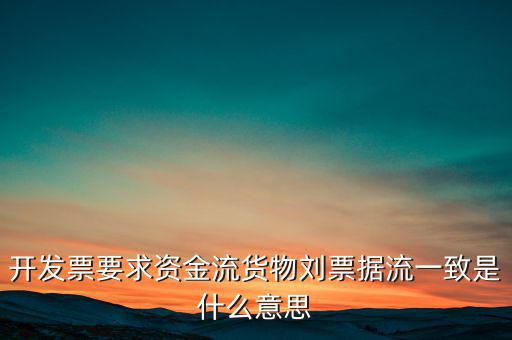 開發(fā)票要求資金流貨物劉票據(jù)流一致是什么意思