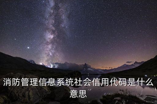 消防管理信息系統社會信用代碼是什么意思