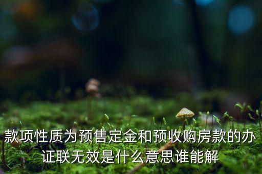 款項性質(zhì)為預售定金和預收購房款的辦證聯(lián)無效是什么意思誰能解