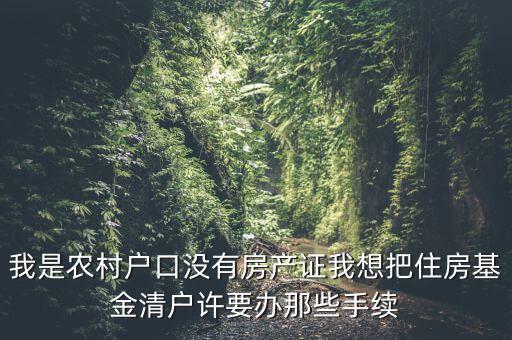 地稅清戶需要什么資料，我是農(nóng)村戶口沒(méi)有房產(chǎn)證我想把住房基金清戶許要辦那些手續(xù)