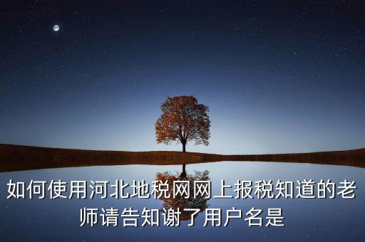 河北省地稅用戶名是什么，地稅網(wǎng)上申報如何操作