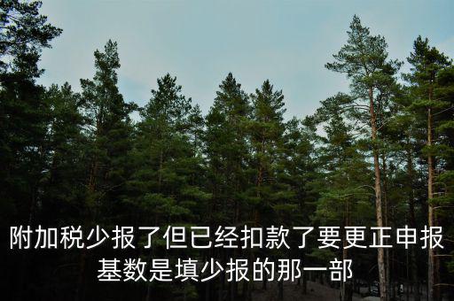 附加稅少報了但已經扣款了要更正申報基數(shù)是填少報的那一部