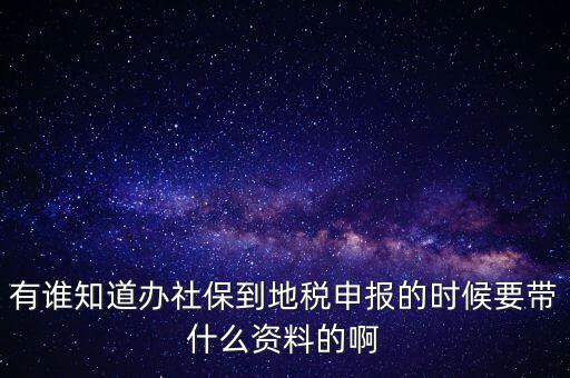 去地稅登記社保 需要什么材料，有誰知道辦社保到地稅申報的時候要帶什么資料的啊
