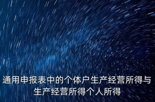 通用申報(bào)表中的個(gè)體戶生產(chǎn)經(jīng)營所得與生產(chǎn)經(jīng)營所得個(gè)人所得