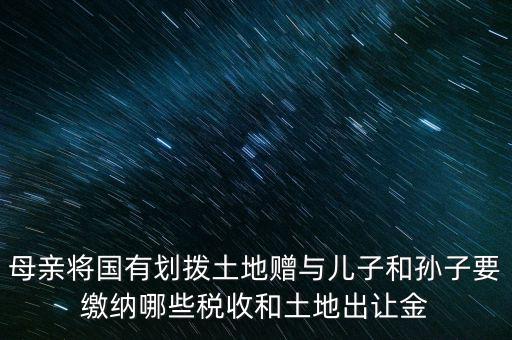 土地贈送要交什么稅，母親將國有劃撥土地贈與兒子和孫子要繳納哪些稅收和土地出讓金