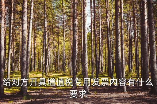 給對(duì)方開具增值稅專用發(fā)票內(nèi)容有什么要求