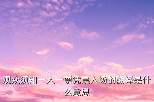 個人票代是什么意思，觀眾須知一人一票憑票入場的翻譯是什么意思