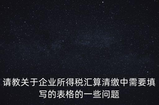 請教關于企業(yè)所得稅匯算清繳中需要填寫的表格的一些問題