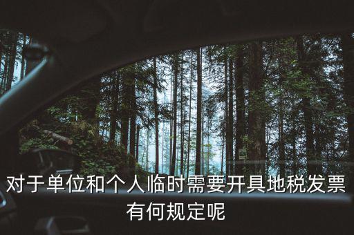 什么是臨時(shí)發(fā)票嗎，對于單位和個(gè)人臨時(shí)需要開具地稅發(fā)票有何規(guī)定呢