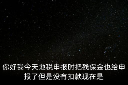 你好我今天地稅申報(bào)時(shí)把殘保金也給申報(bào)了但是沒有扣款現(xiàn)在是