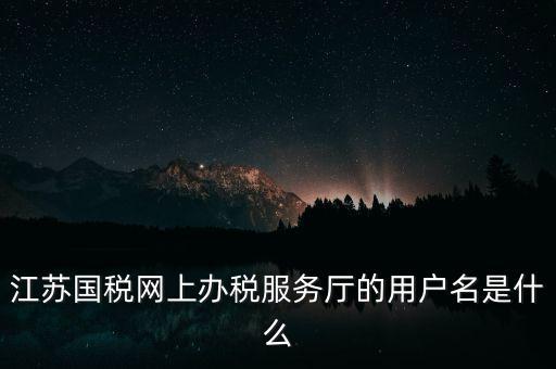 江蘇國稅網(wǎng)上辦稅服務廳的用戶名是什么