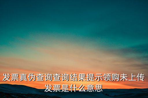 發(fā)票真?zhèn)尾樵儾樵兘Y果提示領購未上傳發(fā)票是什么意思