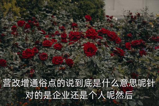 營改增通俗點(diǎn)的說到底是什么意思呢針對的是企業(yè)還是個人呢然后