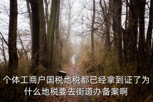 為什么要到國稅地稅備案，個體工商戶國稅地稅都已經(jīng)拿到證了為什么地稅要去街道辦備案啊