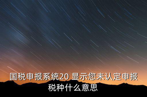 未核對稅種是什么意思，國稅申報系統(tǒng)20 顯示您未認定申報稅種什么意思
