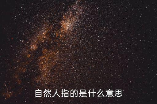 自然人指的是什么意思