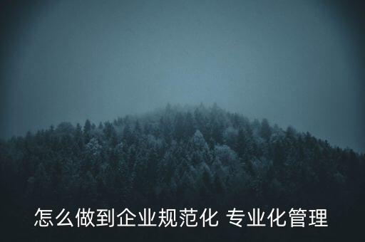 專業(yè)化公司如何管理，專業(yè)化企業(yè)的建議