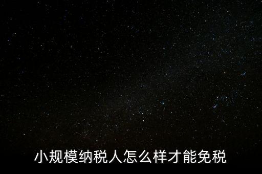 小規(guī)模納稅人怎么樣才能免稅
