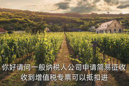 你好請(qǐng)問(wèn)一般納稅人公司申請(qǐng)簡(jiǎn)易征收收到增值稅專(zhuān)票可以抵扣進(jìn)