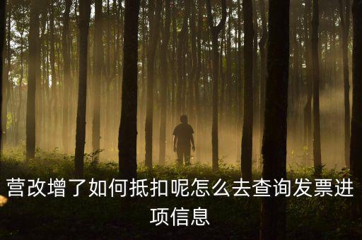 營改增了如何抵扣呢怎么去查詢發(fā)票進(jìn)項(xiàng)信息