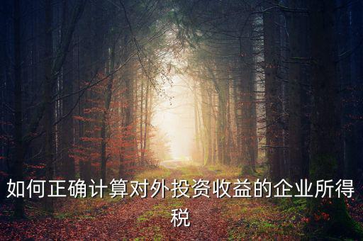 如何正確計算對外投資收益的企業(yè)所得稅
